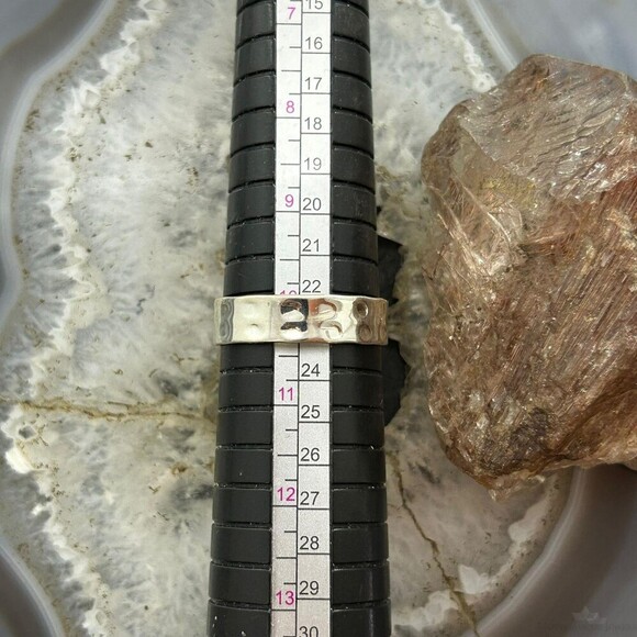 Sterling Silver Southwestern Style Malachite Chrysocolla Bar Ring S 10 For Women - Picture 10 of 10